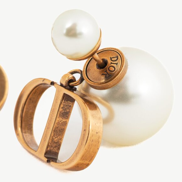 Christian Dior Dior Tribales Antique Gold-Finish Metal & Faux-Pearl Earrings - Picture 2 of 3